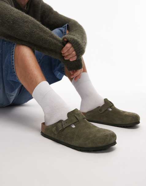Birkenstock – Boston – Timjangröna tofflor i mocka - view 1