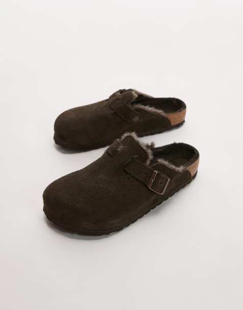 Birkenstock - Boston - Uniseks klompen met schapenvacht in mokka - view 1