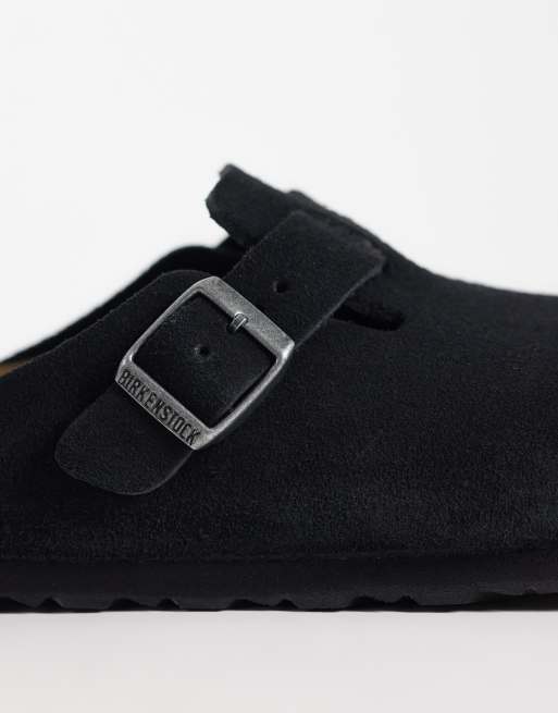 Birkenstock – Boston – Unisex – Svarta tofflor i mocka, 3 av 4