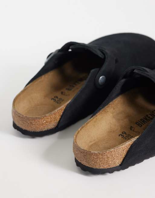 Birkenstock – Boston – Unisex – Svarta tofflor i mocka, 4 av 4