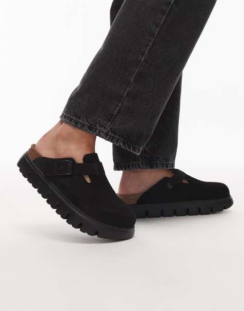 Birkenstock – Boston – Wildleder-Clogs in Schwarz mit dicker Sohle - view 1