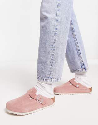 Birkenstock - Boston - Wildleder-Clogs in Tonerde-Rosa