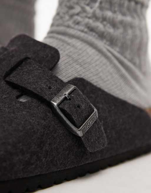 Birkenstock boston wool clog in anthracite ASOS