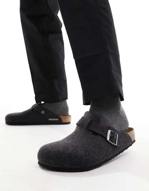 Birkenstock Boston wooly clogs in antracite grey