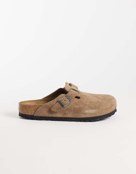 Birkenstock Boston zamszowe chodaki w kolorze dark tea - view 1