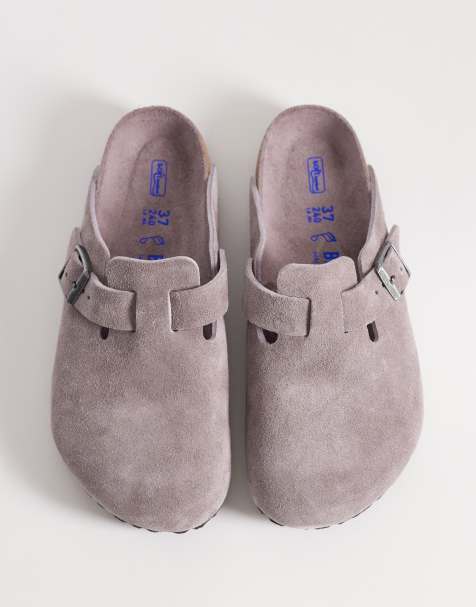 Birkenstock – Boston – Zamszowe chodaki w spranym kolorze fioletowym - view 1