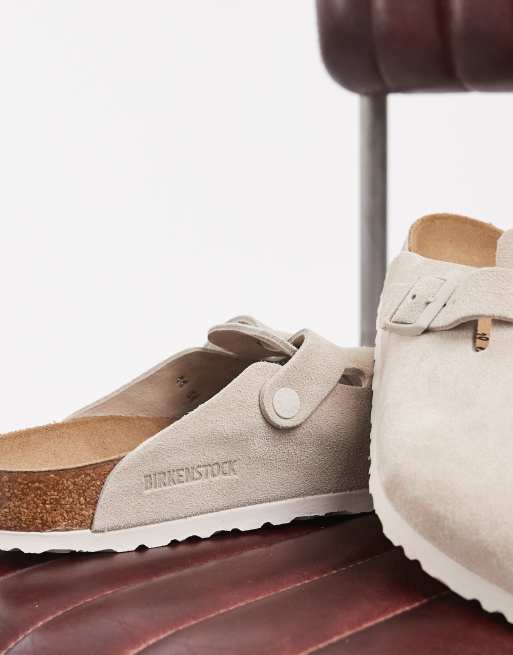 Birkenstock - Boston - Zuecos blanco ostra de ante, 5 de 5