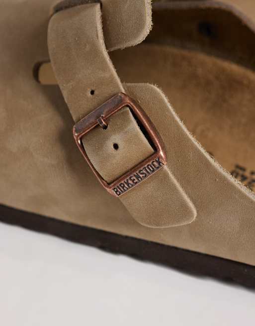 Birkenstock - Boston - Zuecos color tabaco de cuero engrasado, 3 de 4