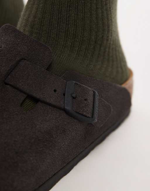 Birkenstock - Boston - Zuecos grises de ante, 2 de 4
