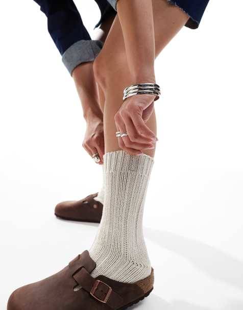 Birkenstock - Calzini da donna in cotone beige intrecciato - view 1