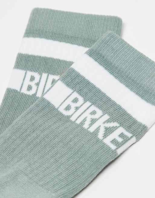 Birkenstock - Calzini unisex in cotone a righe verde saliva, 2 di 3