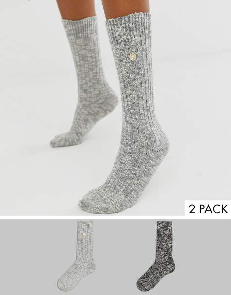Birkenstock - Coffret cadeau avec 2 paires de chaussettes en coton effet flammé - Gris