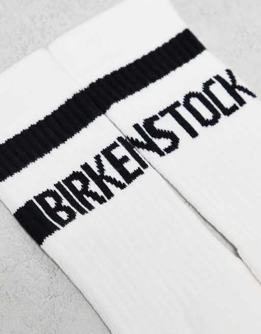 Birkenstock cotton crew stripe socks in white/black, 2 of 3
