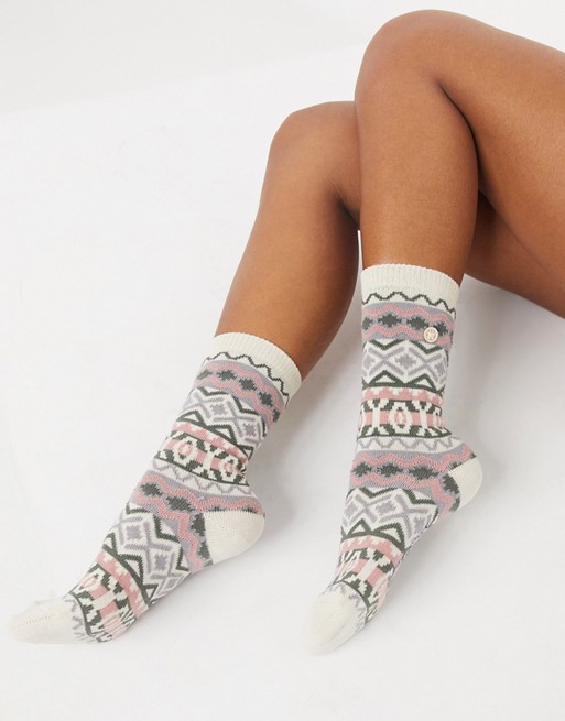 Birkenstock cotton patterned socks in white and pink