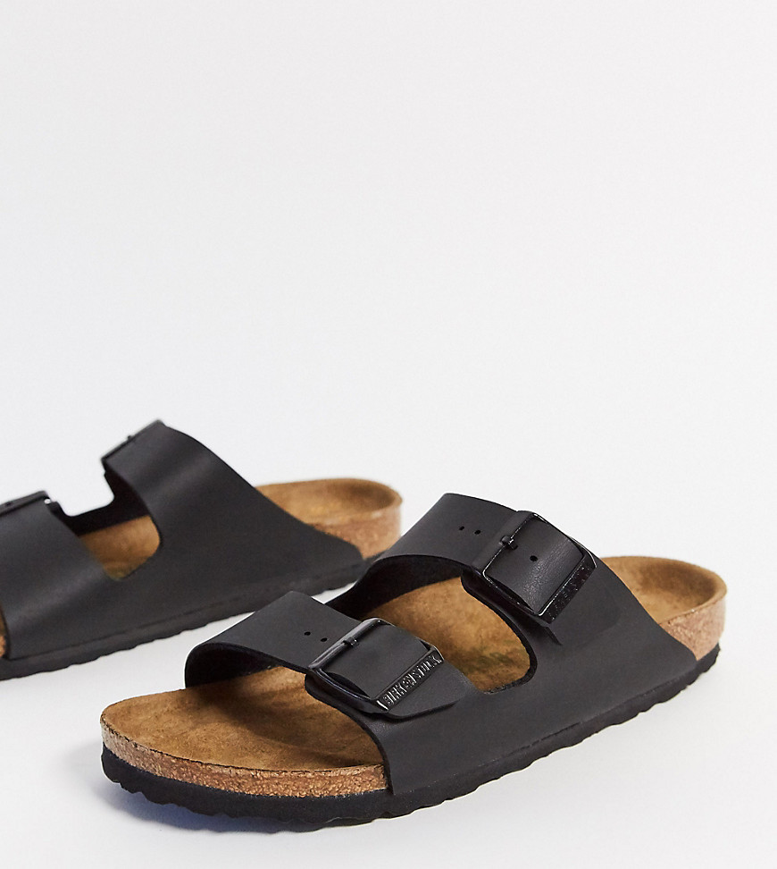 Birkenstock – Exclusive Arizona – Svarta veganska platta sandaler