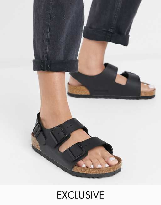 Email ruimte Geestig Birkenstock - Exclusive Milano - Sandalen in vegan zwart | ASOS