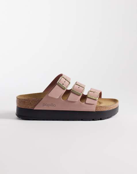 Birkenstock Florida Flex Platform leather sandals in pink clay - view 1