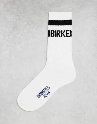 Birkenstock - Gestreifte Crew-Socken aus Baumwolle in Weiß/Schwarz