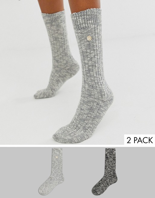 Birkenstock gift pack 2 cotton slub socks in grey