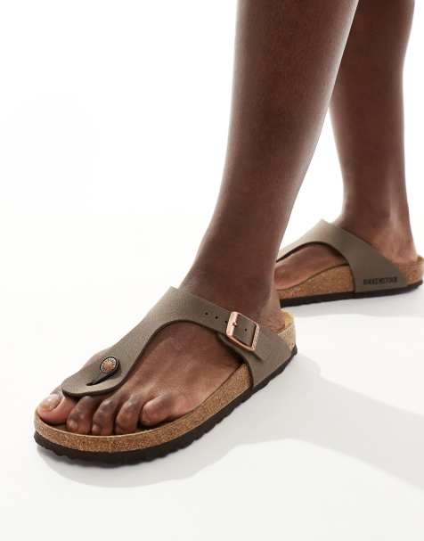Birkenstock Gizeh birko-flor sandals in mocha oiled leather - view 1