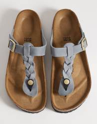 Birkenstock Gizeh Braided oiled leather sandals in basalt grey