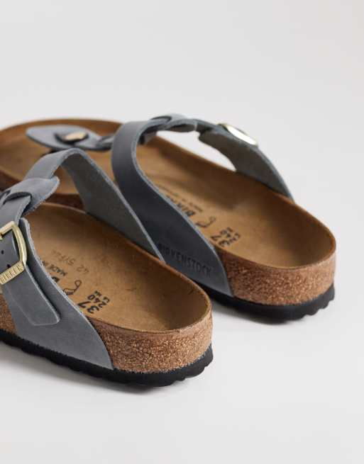 Birkenstock Gizeh Braided oiled leather sandals in basalt grey, 4 of 4