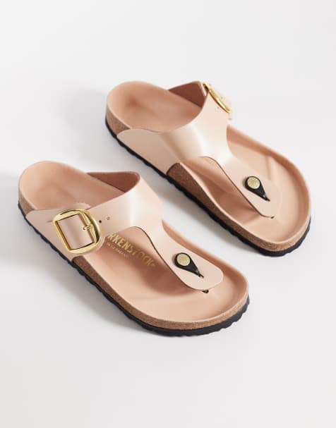 Birkenstock – Gizeh – Błyszczące buty w kolorze beżowym - view 1