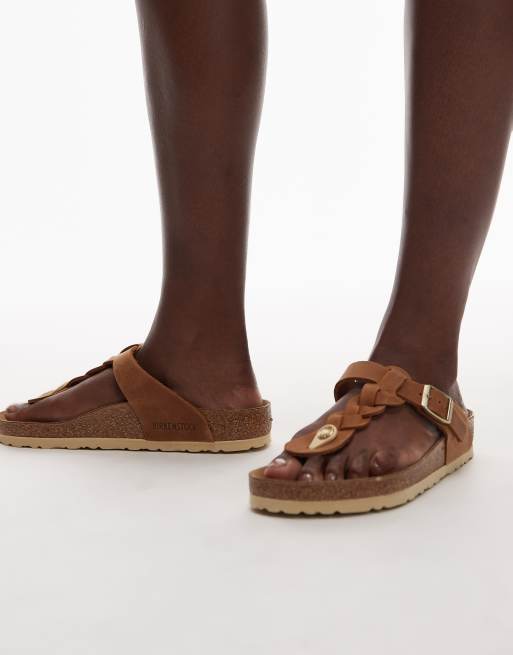 Birkenstock - Gizeh - Cognacfarvede sandaler i olieret læder, 4 af 4