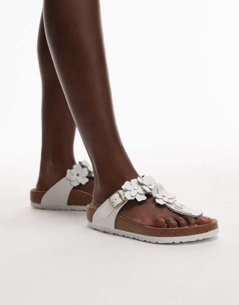 Birkenstock - Gizeh Flower - Sandalias blancas con diseño de flores de cuero - view 1