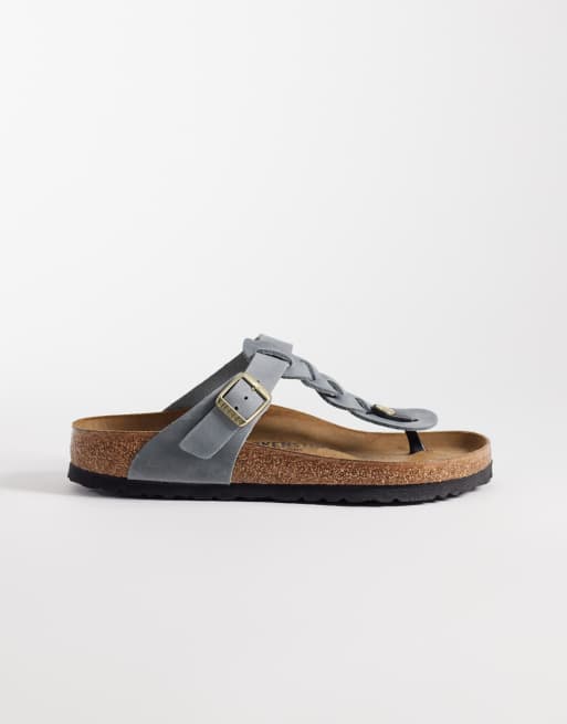 Birkenstock – Gizeh – Grå, flätade sandaler i oljat läder, 3 av 4