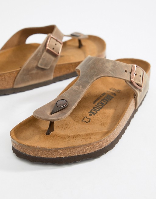 Birkenstock Gizeh oiled leather sandals in brown | ASOS