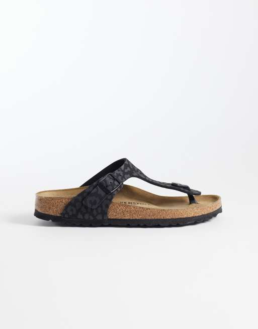 Birkenstock – Gizeh – Sandalen in Schwarz mit Leopardenmuster, 2 von 4