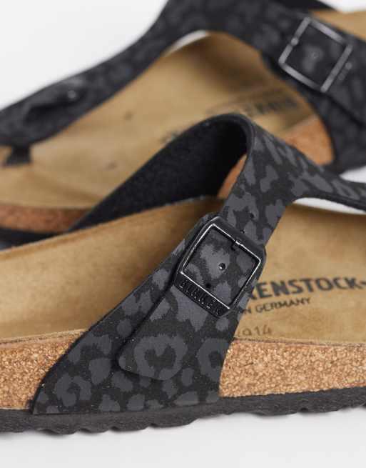 Birkenstock – Gizeh – Sandalen in Schwarz mit Leopardenmuster, 4 von 4