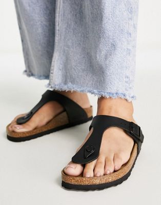 Birkenstock Gizeh toepost sandals in black - ASOS Price Checker