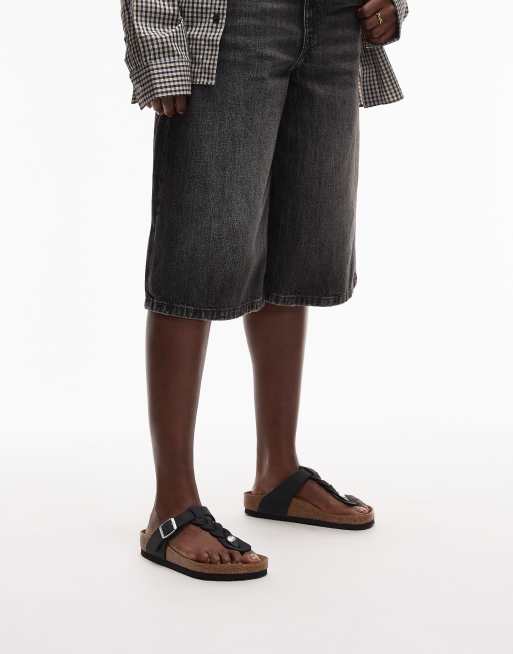 Birkenstock – Gizeh – Svarta, flätade sandaler i oljat läder, 3 av 4