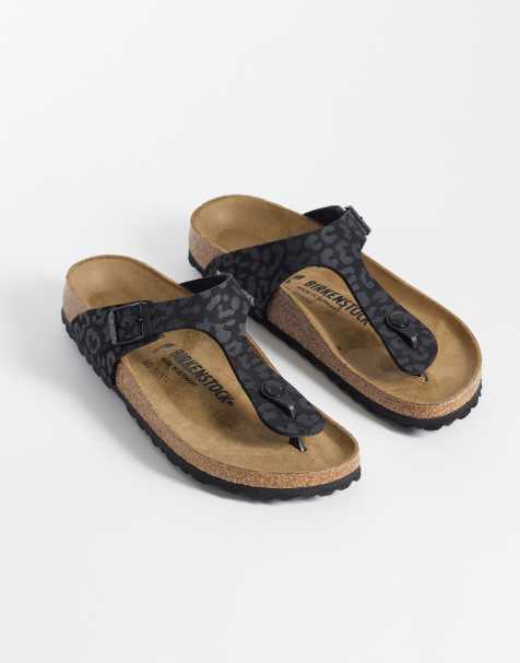 Birkenstock – Gizeh – Svarta leopardmönstrade sandaler - view 1