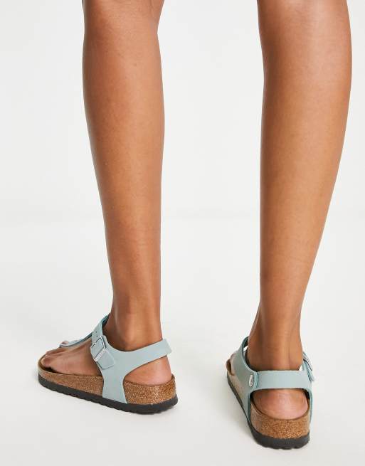 Birkenstock Kairo soft nubuck flat sandals in faded aqua