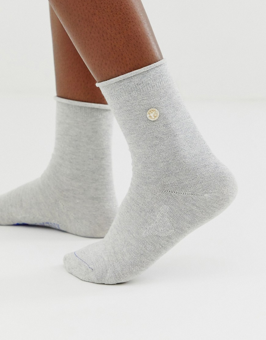 Birkenstock - Katoenen sokken in grijs met zilver en glitter-Roze