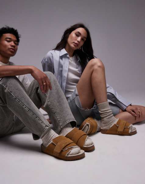 Birkenstock – Kyoto – Brązowe sandały unisex z kożuszkiem - view 1