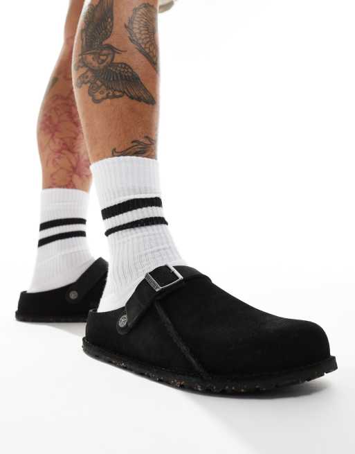 Birkenstock – Lutry – Svarta tofflor i mocka