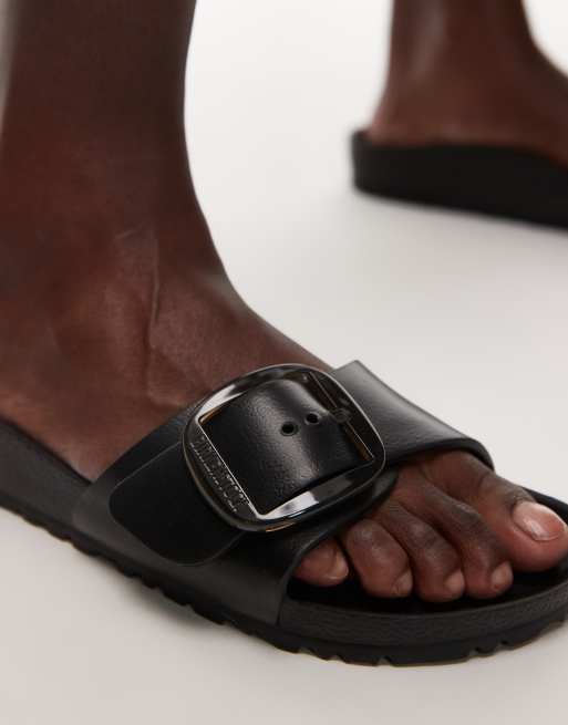 Birkenstock Madrid big buckle EVA sandals in black | ASOS