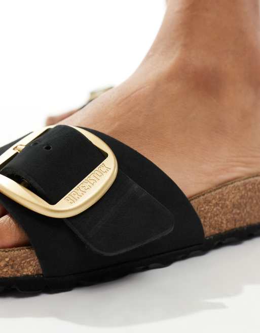 Birkenstock Madrid big buckle sandals in black nubuck leather, 3 of 4