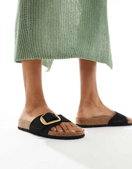 Birkenstock Madrid big buckle sandals in black nubuck leather, 4 of 4