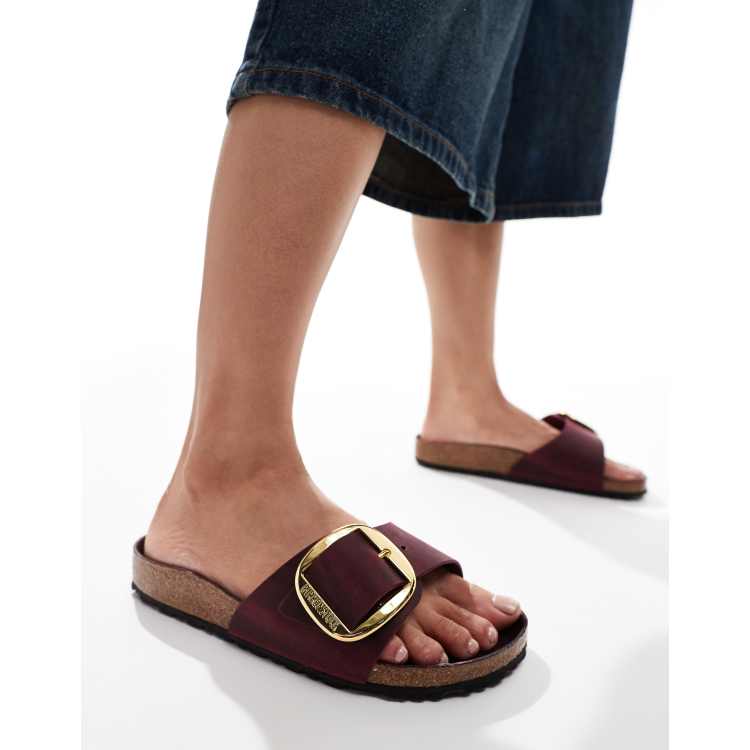 Birkenstock big buckle burgundy clearance