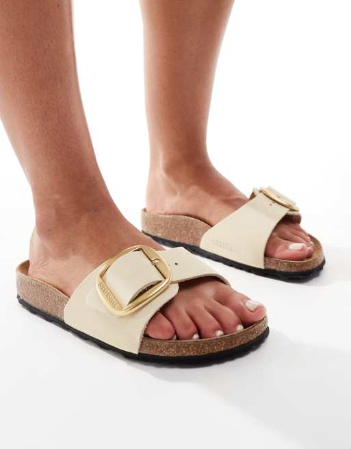 Birkenstock Madrid big buckle sandals in ecru nubuck leather, 3 of 4
