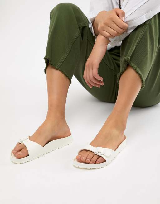 Birkenstock madrid slide sandals in white hot sale