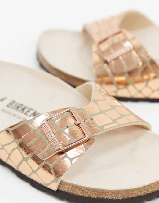 Birkenstock Madrid sandal in gator rose gold