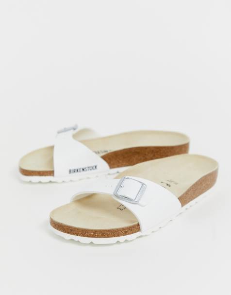 Birkenstock – Madrid – Slider-Sandalen in Weiß