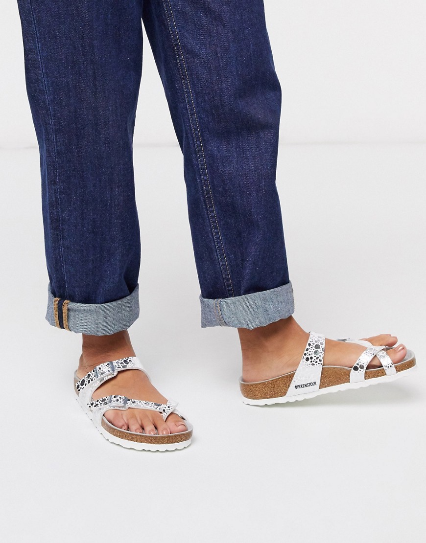 Birkenstock – Mayari – Silverfärgade sandaler med remmar