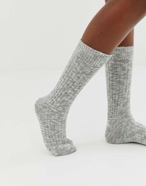 Birkenstock – Melierte Baumwollsocken in Grau